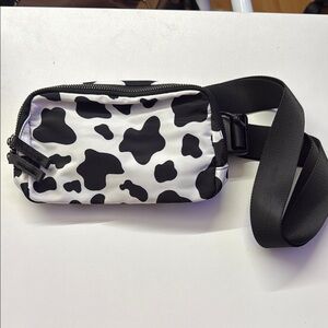 Black and White cow Patterned Belt Bag